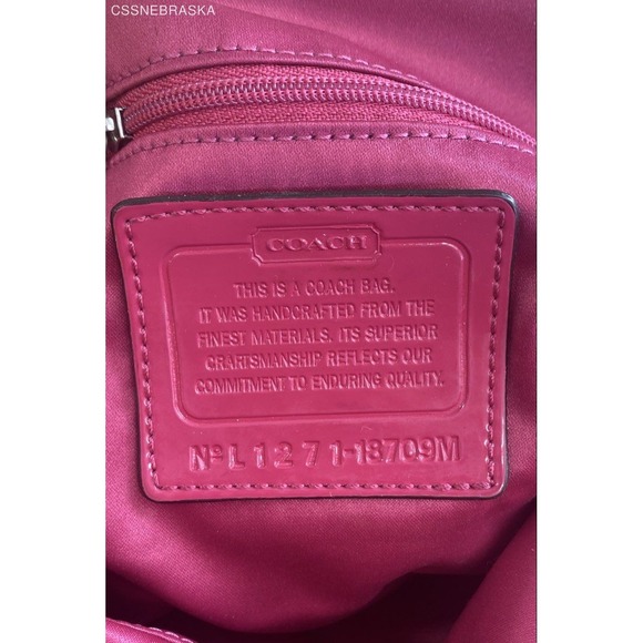 COACH Pink POPPY SIGNATURE LUREX C OUTLINE SATCHEL BAG PURSE 18709M - Picture 9 of 12